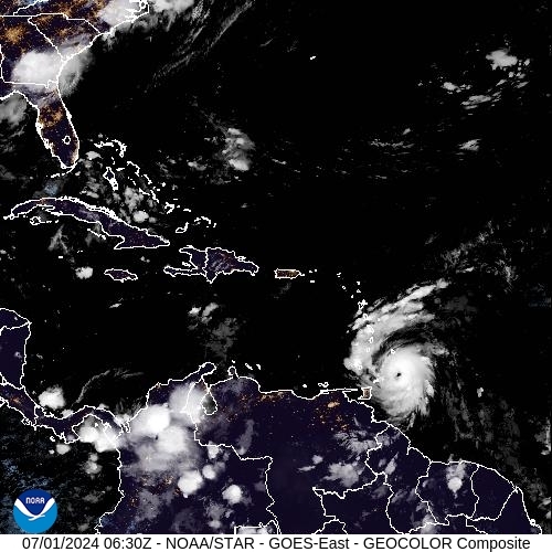 Satellite - Lesser Antilles - Mon 01 Jul 03:30 EDT