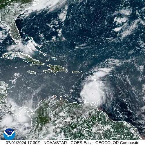 Satellite - Lesser Antilles - Mon 01 Jul 14:30 EDT