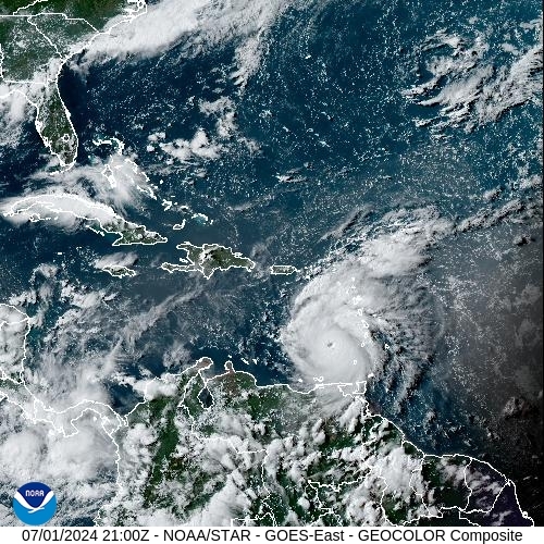 Satellite - Lesser Antilles - Mon 01 Jul 18:00 EDT