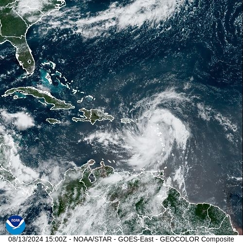 Satellite - Lesser Antilles - Tue 13 Aug 12:00 EDT