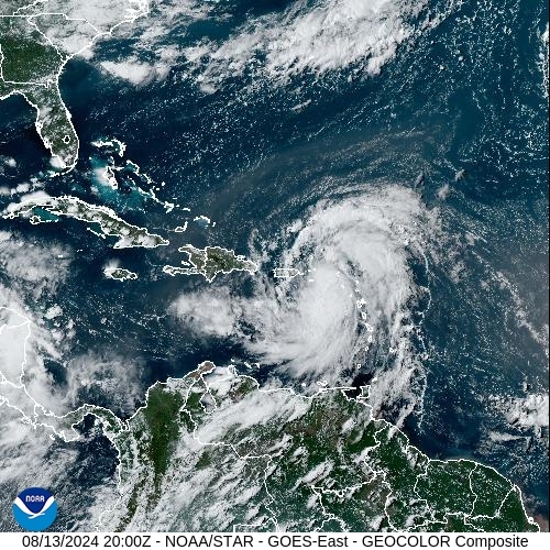 Satellite - Alizes Ouest - Tue 13 Aug 17:00 EDT