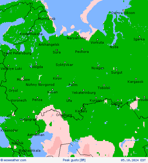 Peak gusts Forecast maps